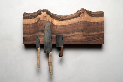 Magnetic Live Edge Knife Holder | Tableware by Alabama Sawyer. Item made of oak wood