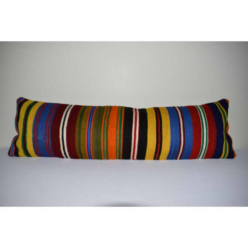 12"x40" King Size Kilim Pillow Cover, Unique Lumbar Nomadic | Sham in Linens & Bedding by Vintage Pillows Store. Item made of cotton