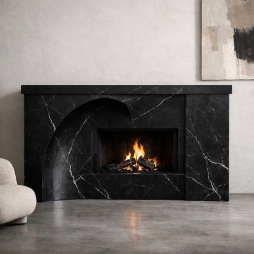 Architectural Marble Fireplace Surround | Custom Nero Marquina Marble Fireplace Mantel | Fireplaces by Vero Marble