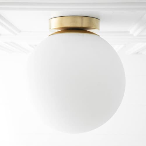 10 Inch Frosted White Globe - Model No. 2910 | Flush Mounts by Peared Creation. Item made of glass