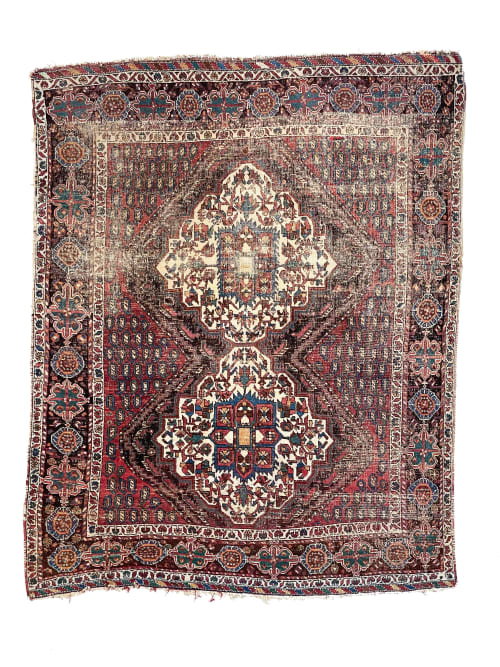 4.11 x 6.2 | GORGEOUS Worn Antique Afshar rug ; Unique | Area Rug in Rugs by The Loom House. Item made of fabric & fiber