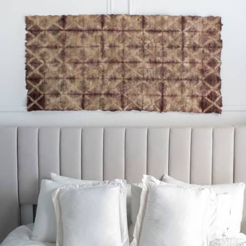 Plant Dyed Wild Silk - Diamond Pattern - Natural Burgundy | Tapestry in Wall Hangings by Tanana Madagascar. Item composed of fiber