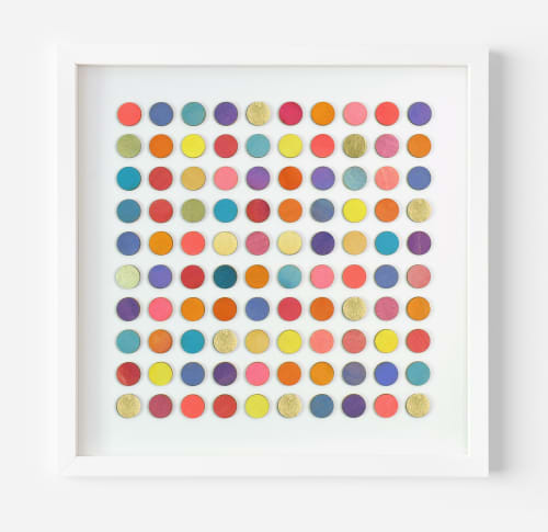 One Hundred Painted Dots Collage with Gold | Paintings by Amelia Coward