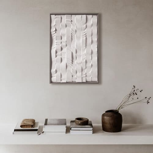 Textured Plaster Wall Art: 3D Relief, Japandi Minimalist Painting | Wall Sculpture in Wall Hangings by Vaiva Art Atelier