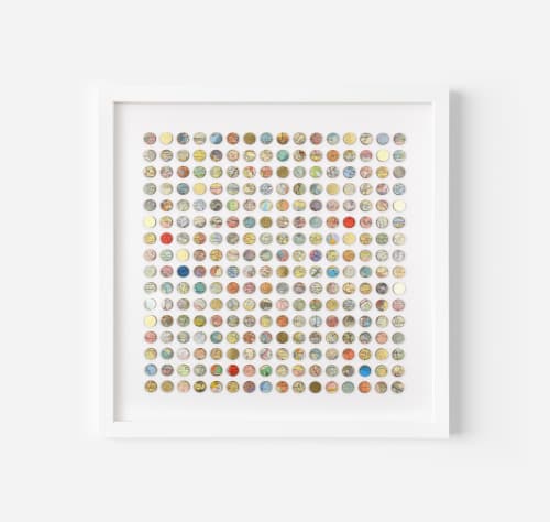 Two Hundred and Fifty Six World Map Dots Collage With Gold Leaf | Paintings by Amelia Coward