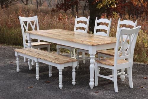 White Spalted Maple Dining Table Set | Tables by Hazel Oak Farms. Item composed of wood