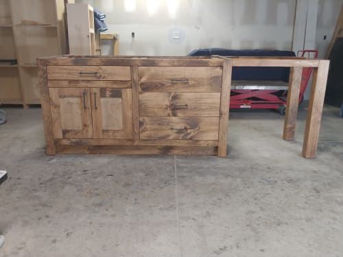 Model #1028 - Custom Kitchen Island With Seating Area | Countertop in Furniture by Limitless Woodworking. Item composed of maple wood in mid century modern or contemporary style
