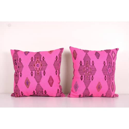 Vintage Turkish Handwoven Unique Pink Tribal Kilim Pillow Co | Cushion in Pillows by Vintage Pillows Store