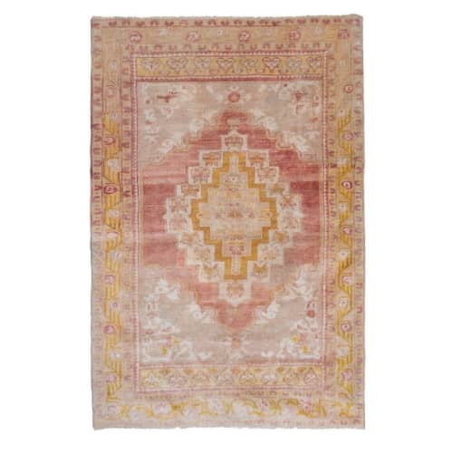 Geometric Design Rug, Decorative Old Handmade Wool Carpet | Area Rug in Rugs by Vintage Pillows Store. Item composed of cotton