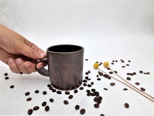 Rustic brown and bronze Ceramic Coffee Mug | Drinkware by YomYomceramic. Item made of ceramic