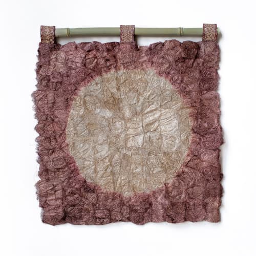 Plant Dyed Makira Moon Wild Silk Wall Hanging - Rose Gold | Tapestry in Wall Hangings by Tanana Madagascar. Item made of fabric
