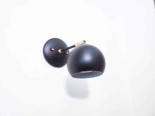 Adjustable Wall Light - Bedside Light Modern Black Sconce | Sconces by Retro Steam Works. Item composed of brass in mid century modern or industrial style