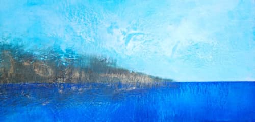 Peaceful Blues | Mixed Media in Paintings by Susan Wallis. Item compatible with contemporary and modern style