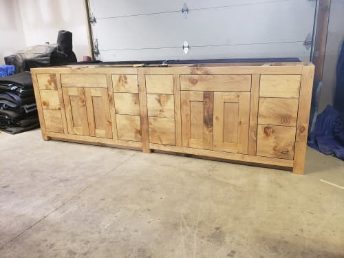 Model #1020 - Custom Double Sink Bathroom Vanity | Countertop in Furniture by Limitless Woodworking. Item made of maple wood works with contemporary & country & farmhouse style