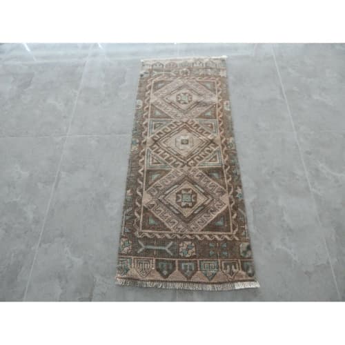 1970s Vintage Turkish Hand-Knotted Rug 1'10'' X 4'2'' | Area Rug in Rugs by Vintage Pillows Store. Item made of fiber