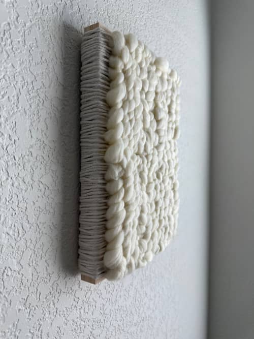 Woven Tile 9x12 - Fluff - Neutral and Neutral | Wall Sculpture in Wall Hangings by Mpwovenn Fiber Art by Mindy Pantuso