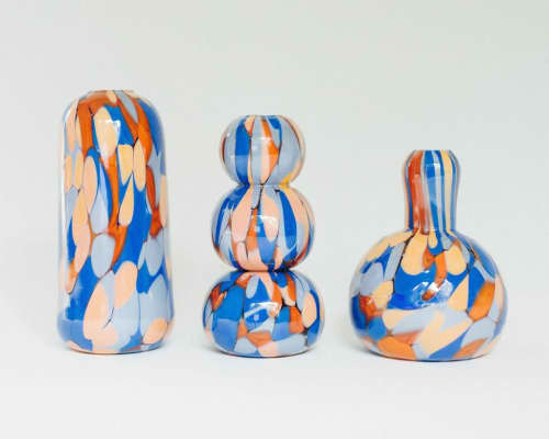 Glass Blown Forever in Blue Jeans Mini Vase | Vases & Vessels by Maria Ida Designs. Item made of glass