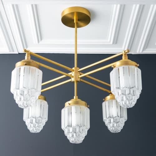 Art Deco - Brass Chandelier - Model No. 5830 | Chandeliers by Peared Creation. Item made of brass