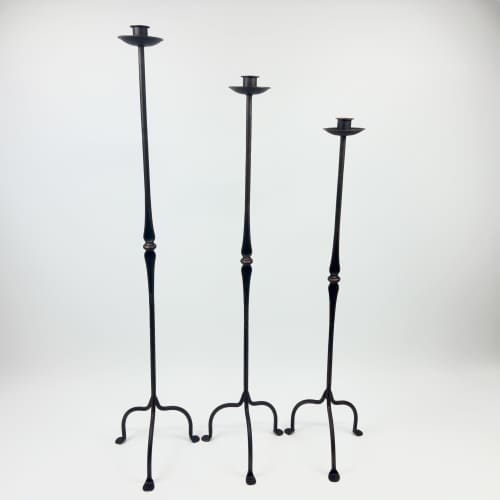 Hand Forged Iron Candelabra Set of 3 (100-110-120cm) | Candle Holder in Decorative Objects by edecrawzFC