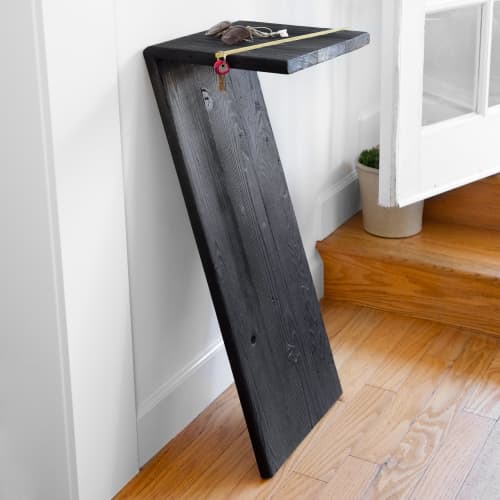 Seven | End Table in Tables by Formr. Item composed of wood & brass