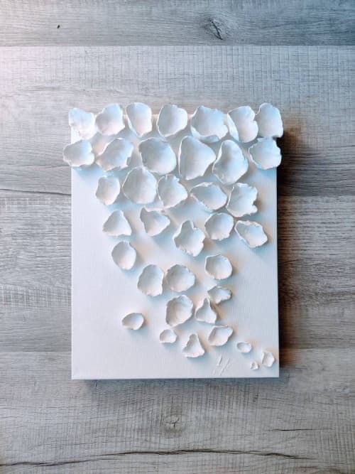 Abstract wall sculpture on canvas, white clay wall sculpture | Wall Hangings by Natasha Kanevski. Item made of canvas works with minimalism & contemporary style