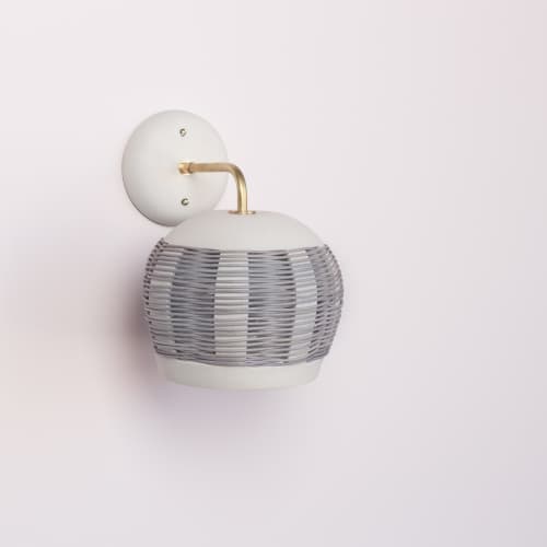 Woven Wall Sconce | Sconces by Pigeon Toe Ceramics. Item composed of brass and synthetic