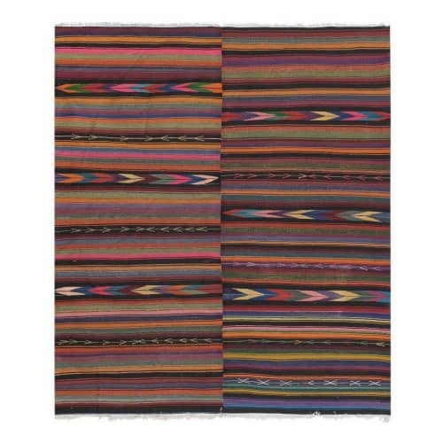 Vintage Striped Turkish Kilim Rug - Dining Room Carpet | Area Rug in Rugs by Vintage Pillows Store. Item composed of wool & fiber