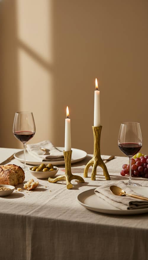 Rooted Taper Candle Holder — Gold Finish | Decorative Objects by Raíz Studio