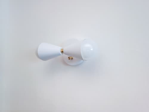2-Arm Linear Modern Wall Sconce Matte White and Brushed | Sconces by Retro Steam Works. Item composed of metal in industrial style