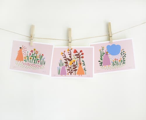 Mother Nature Set - Rain, Grow, Gather | Prints by Leah Duncan. Item made of paper compatible with mid century modern and contemporary style