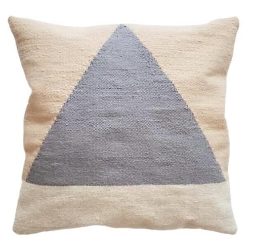 Neutral Handwoven Wool Decorative Throw Pillow Cover | Cushion in Pillows by Mumo Toronto. Item composed of cotton