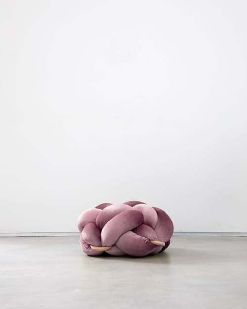 (M) Mauve Knot Ottoman | Benches & Ottomans by Knots Studio