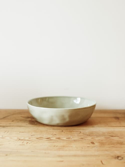 Medium Serving Bowl in Seaglass | Serveware by Barton Croft. Item composed of stoneware in country & farmhouse or japandi style