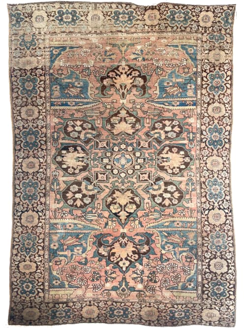 BEAUTIFUL Antique Ferahan Sarouk | Island Sky Hues - Blues | Area Rug in Rugs by The Loom House. Item composed of cotton and fiber