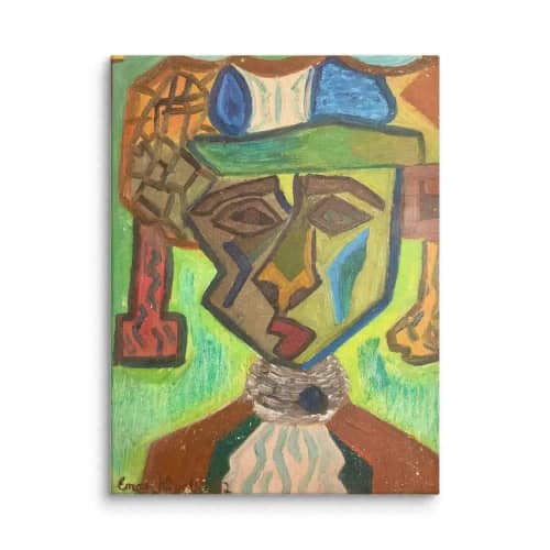 Canvas Print - Fragmented Soul - Cubist Figure Portrait | Work by Eman's Gallery