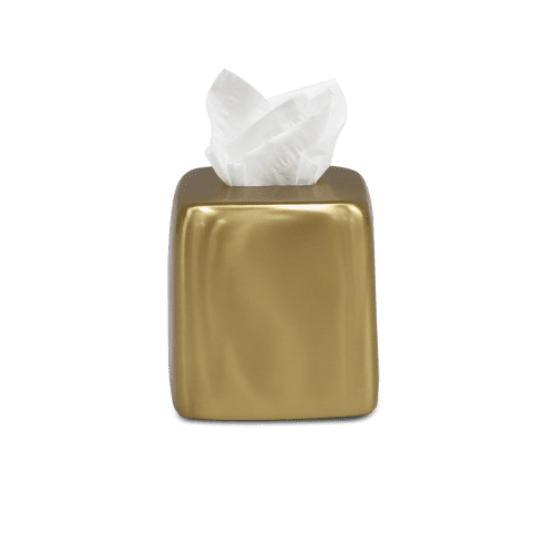 CUADRADO Tissue Box Holder in Brushed Brass by Tina Frey Wescover Storage