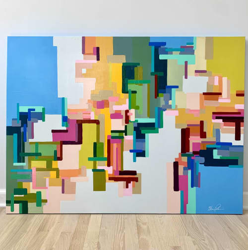 Building Blocks | Oil And Acrylic Painting in Paintings by Shiri Phillips Designs. Item made of canvas with synthetic