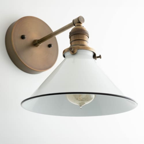 Antique Brass Sconce - Model No. 0577 | Sconces by Peared Creation. Item made of brass with glass