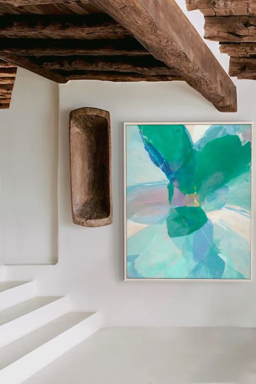 VARENNA original painting | Mixed Media by Stacey Warnix Studio. Item composed of canvas in mid century modern or contemporary style