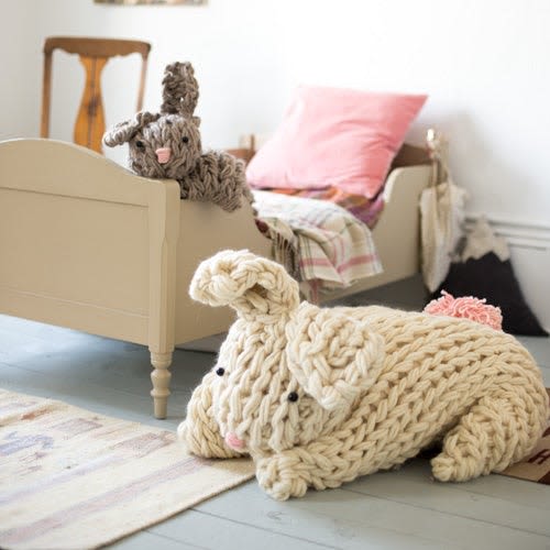 Giant Arm Knit Bunny DIY KIT - Large | Ornament in Decorative Objects by Flax & Twine. Item composed of fabric & fiber