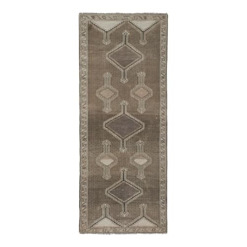 Vintage Hand Knotted Brown Color Turkish Oushak Carpet | Runner Rug in Rugs by Vintage Pillows Store. Item made of fabric