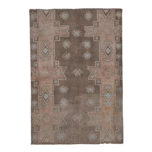 Vintage Brown Turkish Karapinar Rug 4'5'' x 6'2'' | Area Rug in Rugs by Vintage Pillows Store. Item made of cotton & fiber