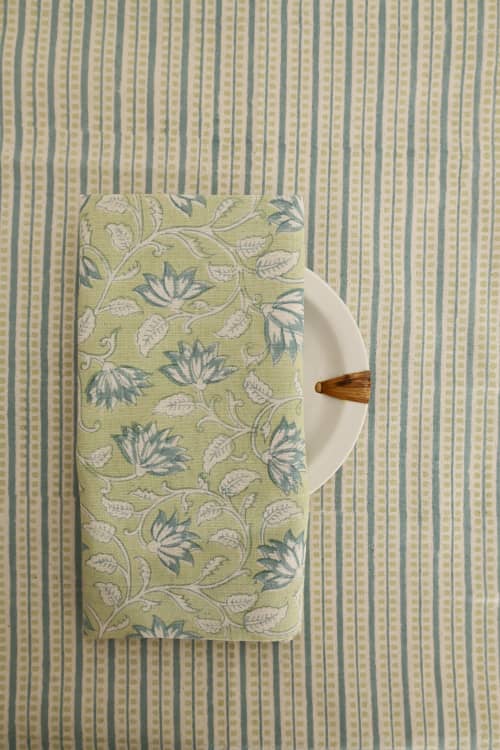 Sage Vines Block Print Napkins, Set of 4 | Linens & Bedding by Ninéh