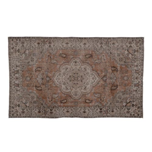 Distressed Antique Turkish Oushak Rug with All Over Floral | Area Rug in Rugs by Vintage Pillows Store. Item composed of wool & fiber