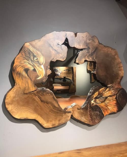 Mirror , Wooden Mirror, Mirror Design, Wood Mirror | Decorative Objects by Tinella Collection. Item composed of oak wood and glass in boho or contemporary style