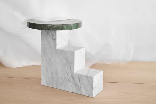 Escalier 123 | Side Table in Tables by VANDENHEEDE FURNITURE-ART-DESIGN. Item composed of steel and marble in mid century modern or contemporary style