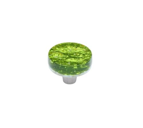 Pearl Emerald Circle Knob | Hardware by Windborne Studios. Item composed of glass