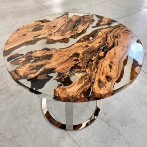 Epoxy Olive Wood Table | Dining Table in Tables by Ironscustomwood. Item made of wood