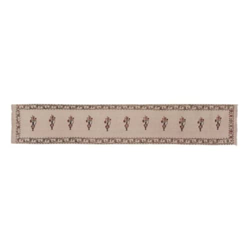 Vintage Aubusson Vase Design Kilim Runner - Embroided Hallwa | Area Rug in Rugs by Vintage Pillows Store. Item made of wool & fiber