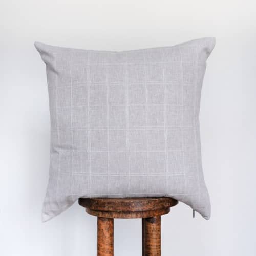 Greige Checkered Plaid Pillow 22x22 | Pillows by Vantage Design